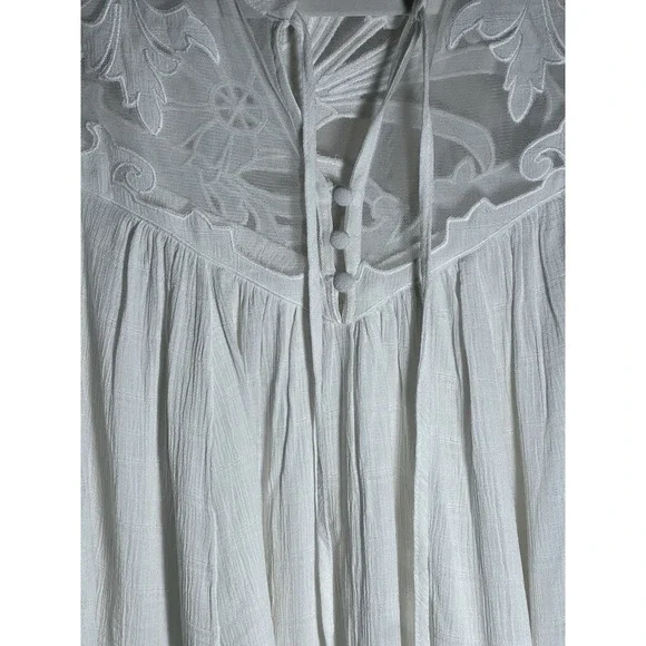 Free People Western Romance Top Womens‎ Medium Mesh Appliqué Boho Coquette - Picture 2 of 8